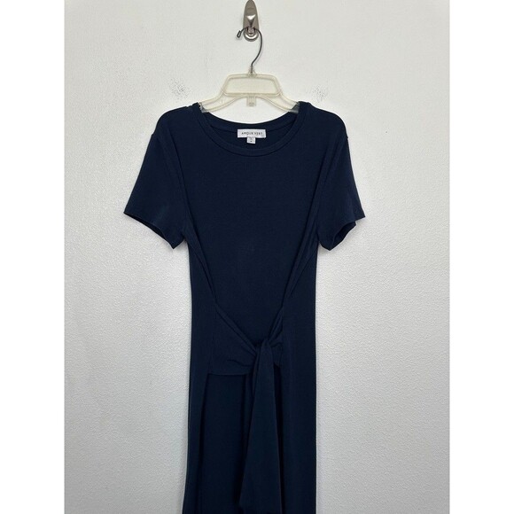 Amour Vert Colombe Reverie Knit Dress Navy Blue Belted Organic Cotton Women's M - Picture 3 of 11